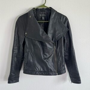 INC International Concepts Women’s Black‎ Genuine Leather Jacket Size Small